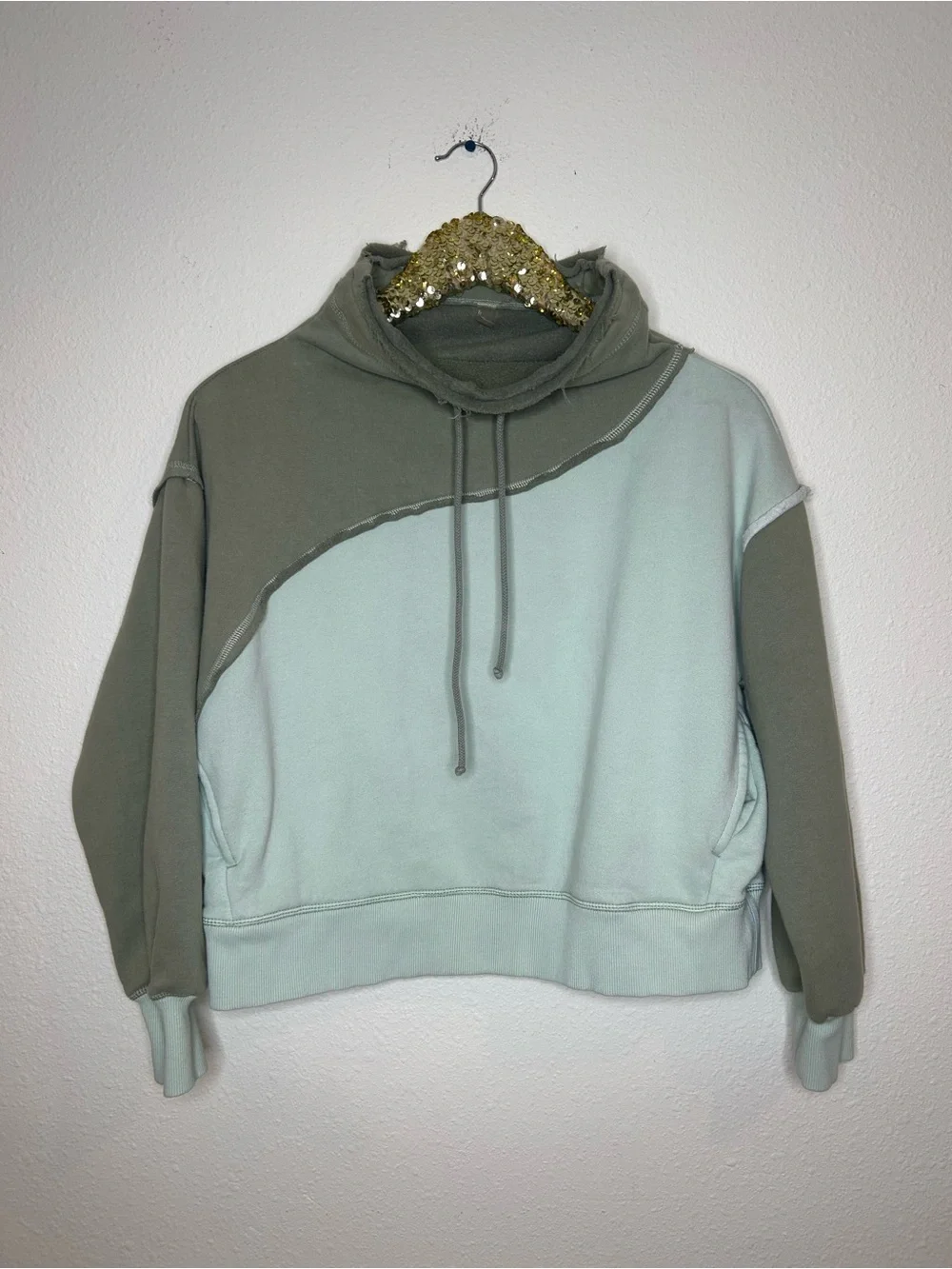 Free People Movement Home Stretch Colorblock Sage & Mint Pullover XS